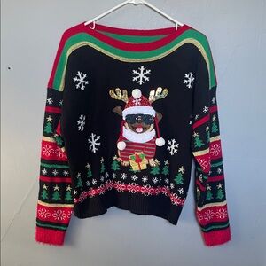 Blizzard Bay Women’s M Ugly Sweater Santa Pug Holiday Christmas novelty
